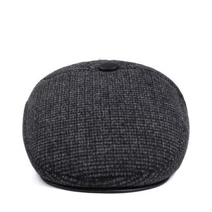 Men’s Winter Woolen Peaked Cap – Classic Plaid Design - Urban Caps 