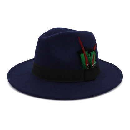 Men's And Women's New Woolen Broad-brimmed Hat Classic Top Fashion Feather Hat - Urban Caps 