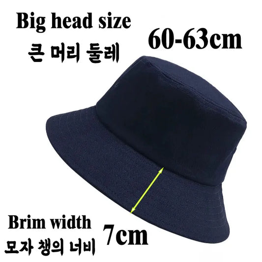 Big Head Bucket Hat – UPF50+ Cotton Sun Hat with Chin Strap