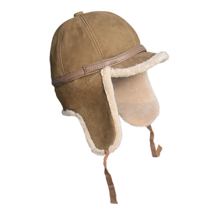 Alaska Winter Genuine Leather Trapper Bomber Hat - Classic Trapper Bomber With Fur Lining