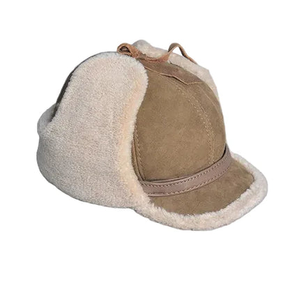 Alaska Winter Genuine Leather Trapper Bomber Hat - Classic Trapper Bomber With Fur Lining