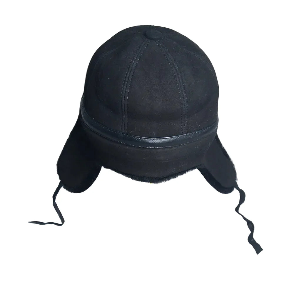 Alaska Winter Genuine Leather Trapper Bomber Hat - Classic Trapper Bomber With Fur Lining