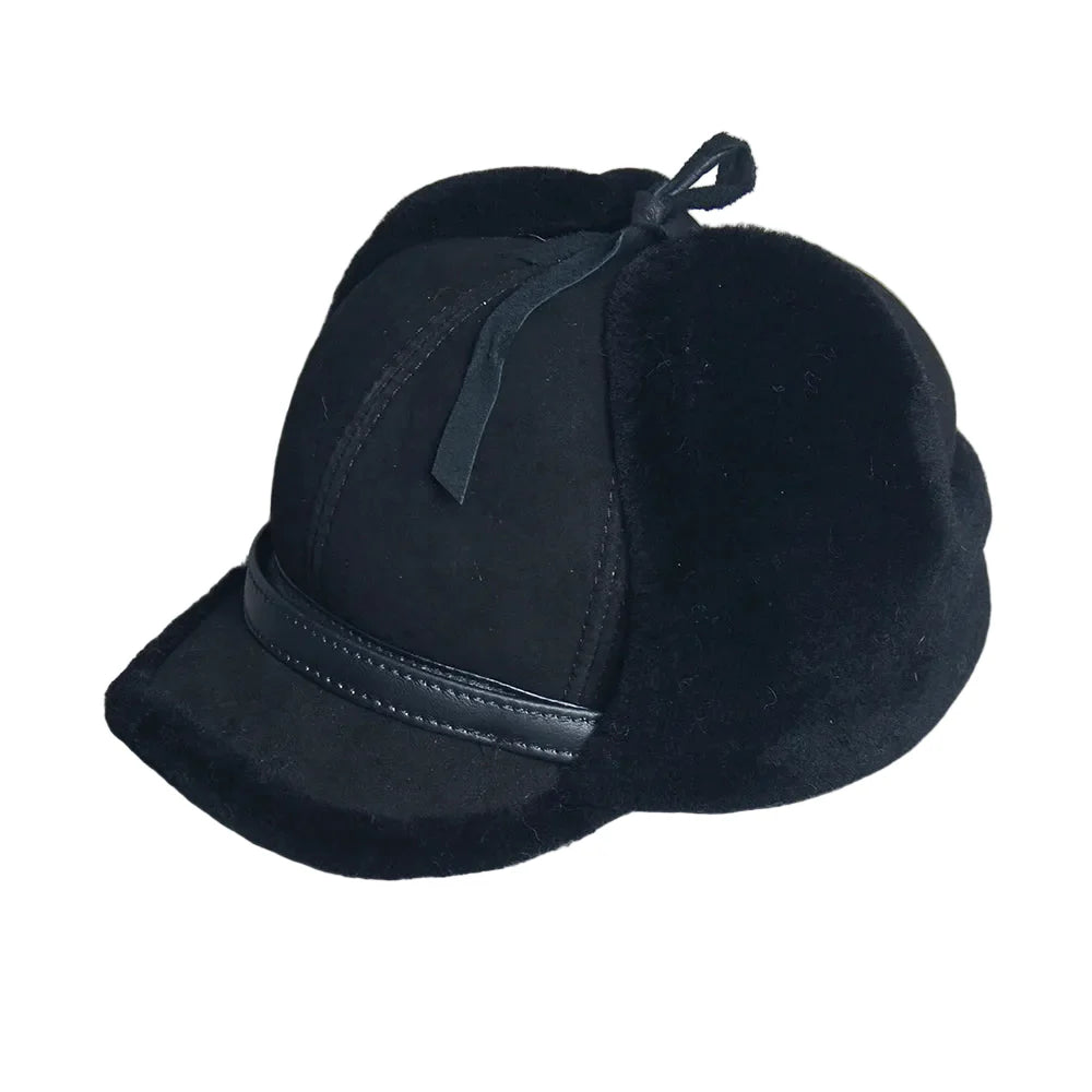 Alaska Winter Genuine Leather Trapper Bomber Hat - Classic Trapper Bomber With Fur Lining