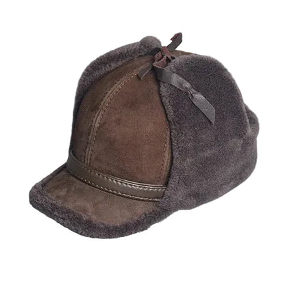 Alaska Winter Genuine Leather Trapper Bomber Hat - Classic Trapper Bomber With Fur Lining