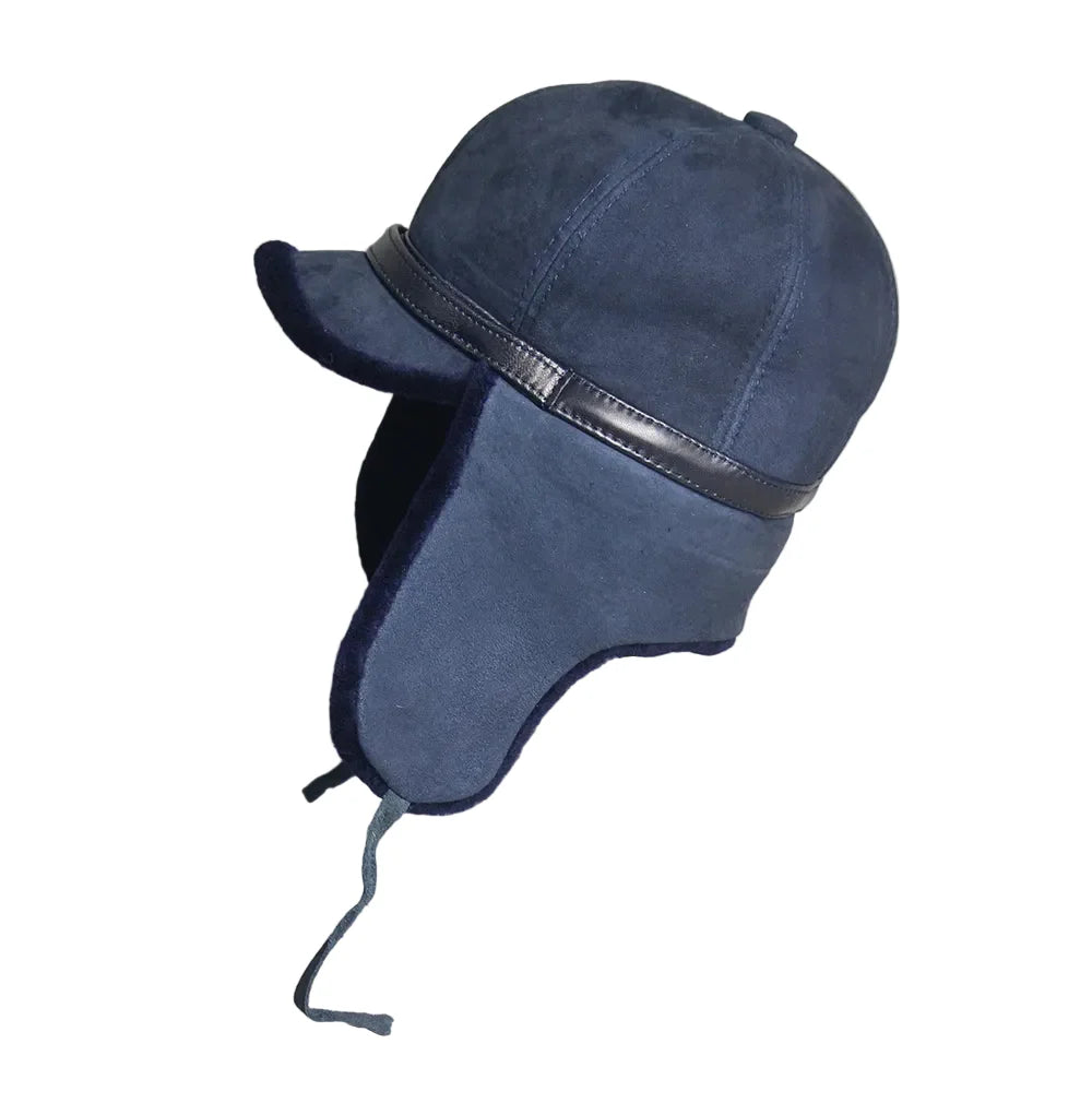 Alaska Winter Genuine Leather Trapper Bomber Hat - Classic Trapper Bomber With Fur Lining