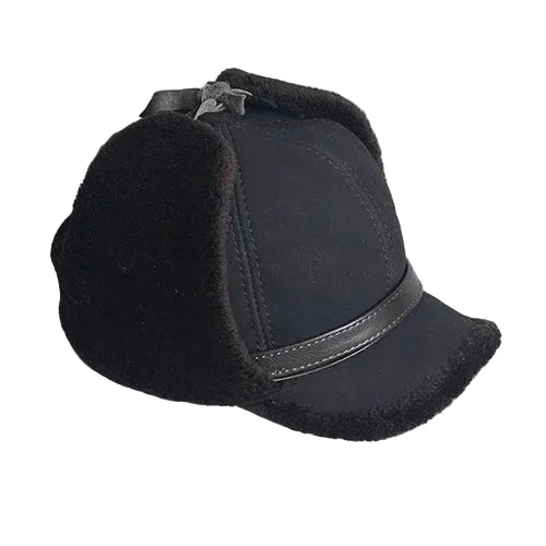 Alaska Winter Genuine Leather Trapper Bomber Hat - Classic Trapper Bomber With Fur Lining