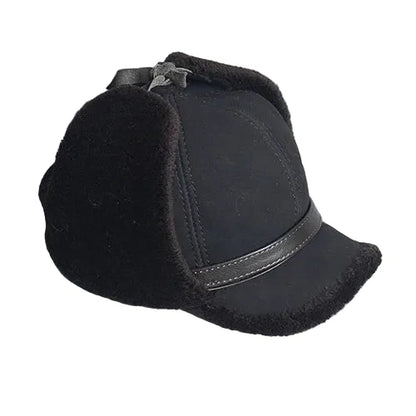 Alaska Winter Genuine Leather Trapper Bomber Hat - Classic Trapper Bomber With Fur Lining
