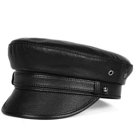 Albiach Genuine Leather Sailor Cap - Timeless Maritime Style With Soft Sheepskin Leather