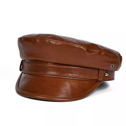 Albiach Genuine Leather Sailor Cap - Timeless Maritime Style With Soft Sheepskin Leather