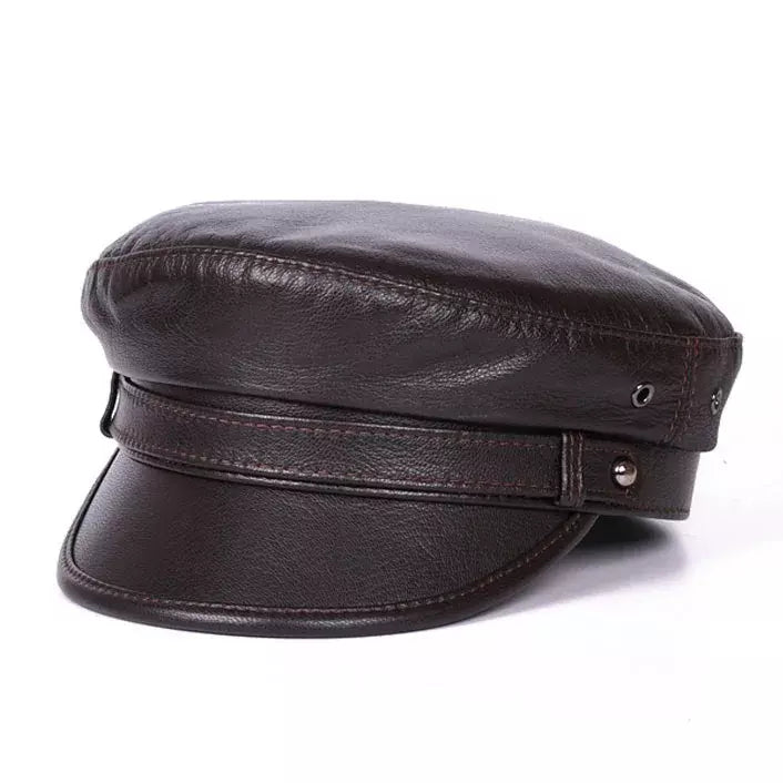 Albiach Genuine Leather Sailor Cap - Timeless Maritime Style With Soft Sheepskin Leather
