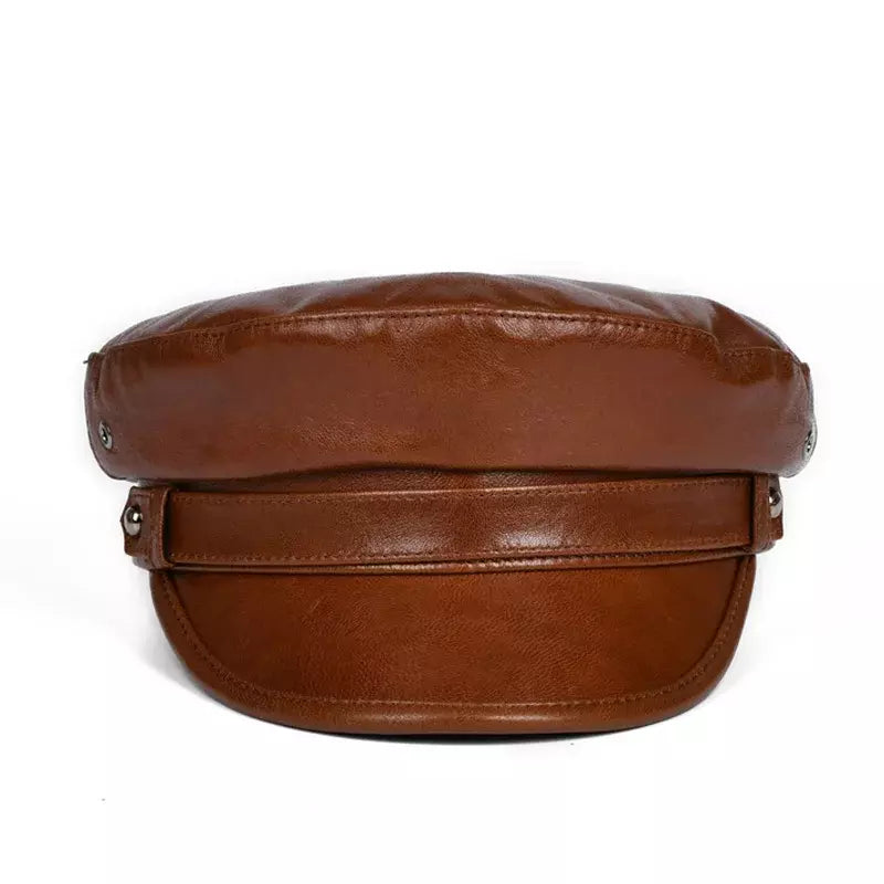 Albiach Genuine Leather Sailor Cap - Timeless Maritime Style With Soft Sheepskin Leather