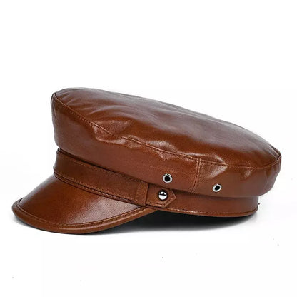 Albiach Genuine Leather Sailor Cap - Timeless Maritime Style With Soft Sheepskin Leather