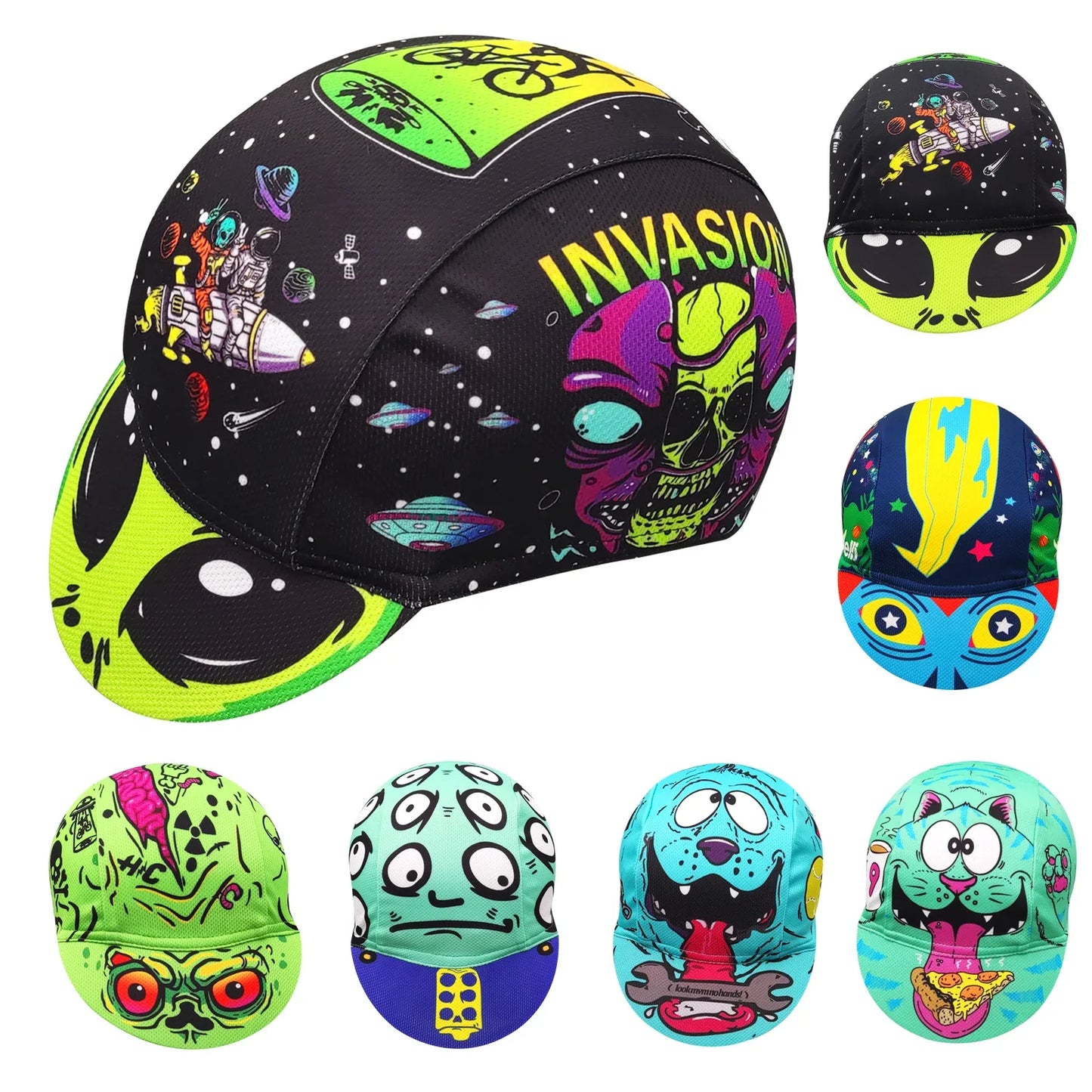 Alien Invasion Cycling Cap Breathable Durable Acrylic Headwear For Cyclists