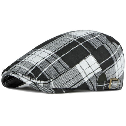 Anglet Tartan Flat Cap – Cotton Plaid Classic Hat