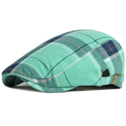 Anglet Tartan Flat Cap – Cotton Plaid Classic Hat