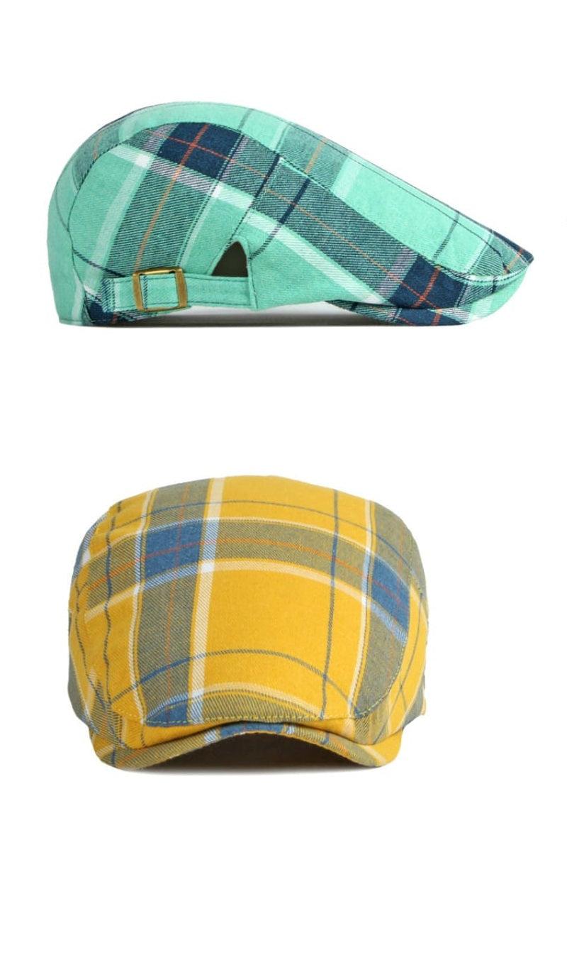 Anglet Tartan Flat Cap – Cotton Plaid Classic Hat