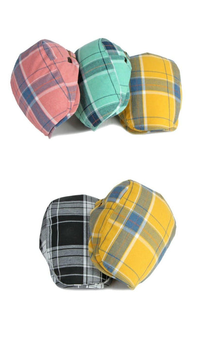 Anglet Tartan Flat Cap – Cotton Plaid Classic Hat