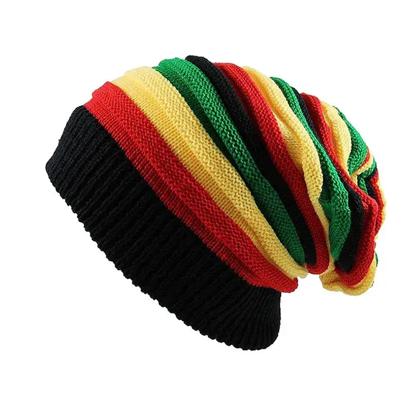 Rasta Reggae Striped Baggy Beanie - Urban Caps