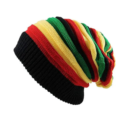 Rasta Reggae Striped Baggy Beanie - Urban Caps