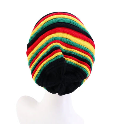 Rasta Reggae Striped Baggy Beanie - Urban Caps