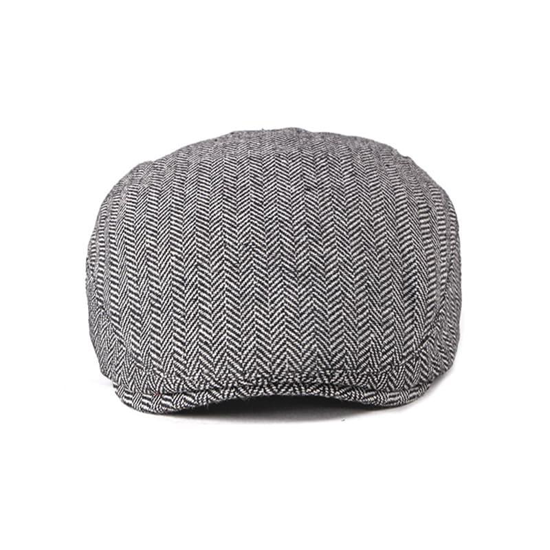 Asis Herringbone Cotton Flat Cap - Timeless Texture For Casual Looks And Modern Style
