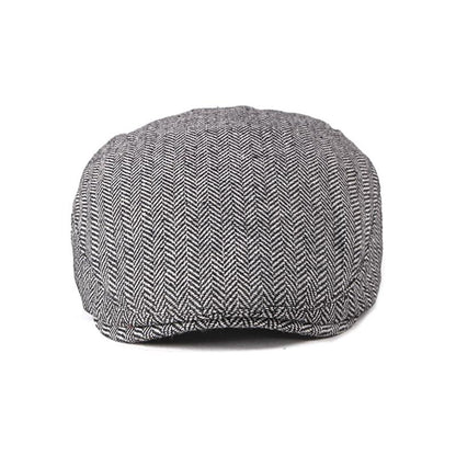 Asis Herringbone Cotton Flat Cap - Timeless Texture For Casual Looks And Modern Style