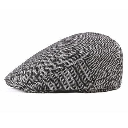Asis Herringbone Cotton Flat Cap - Timeless Texture For Casual Looks And Modern Style