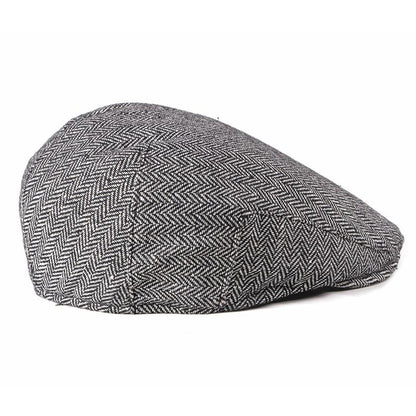 Asis Herringbone Cotton Flat Cap - Timeless Texture For Casual Looks And Modern Style