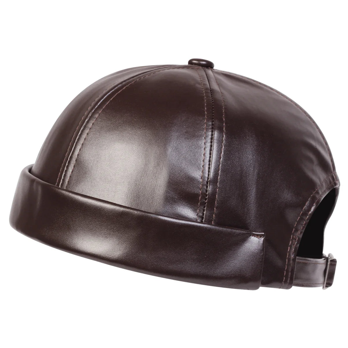 Auckland Leather Brimless Docker Cap - Sleek Vegan Leather Cap For Casual Street Style