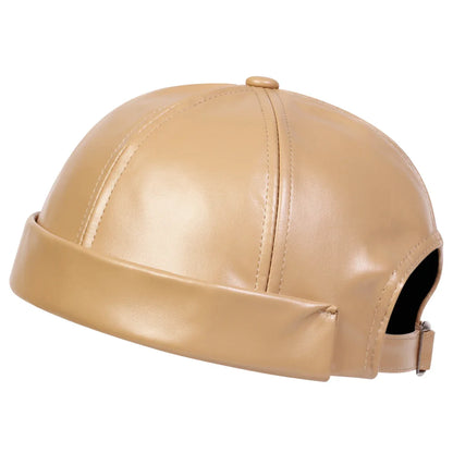 Auckland Leather Brimless Docker Cap - Sleek Vegan Leather Cap For Casual Street Style