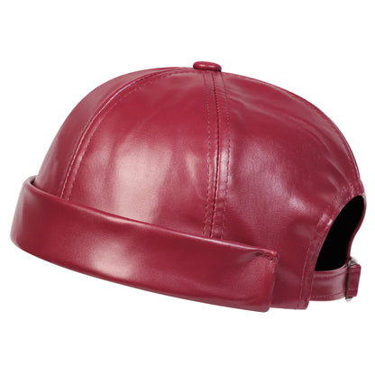 Auckland Leather Brimless Docker Cap - Sleek Vegan Leather Cap For Casual Street Style
