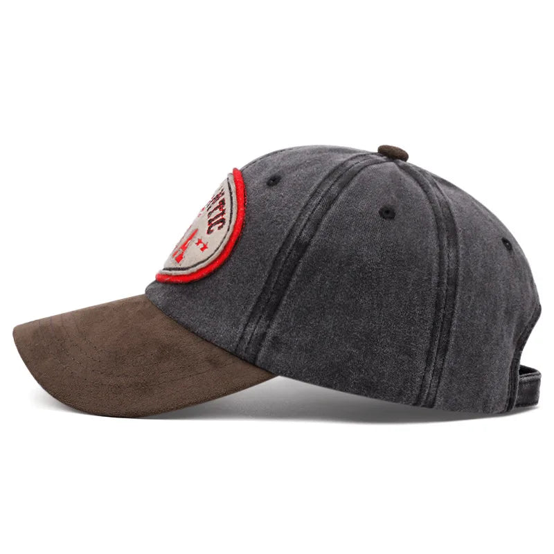 Authentic USA Washed Cotton Baseball Cap - Embroidered Details, Classic Casual Cap
