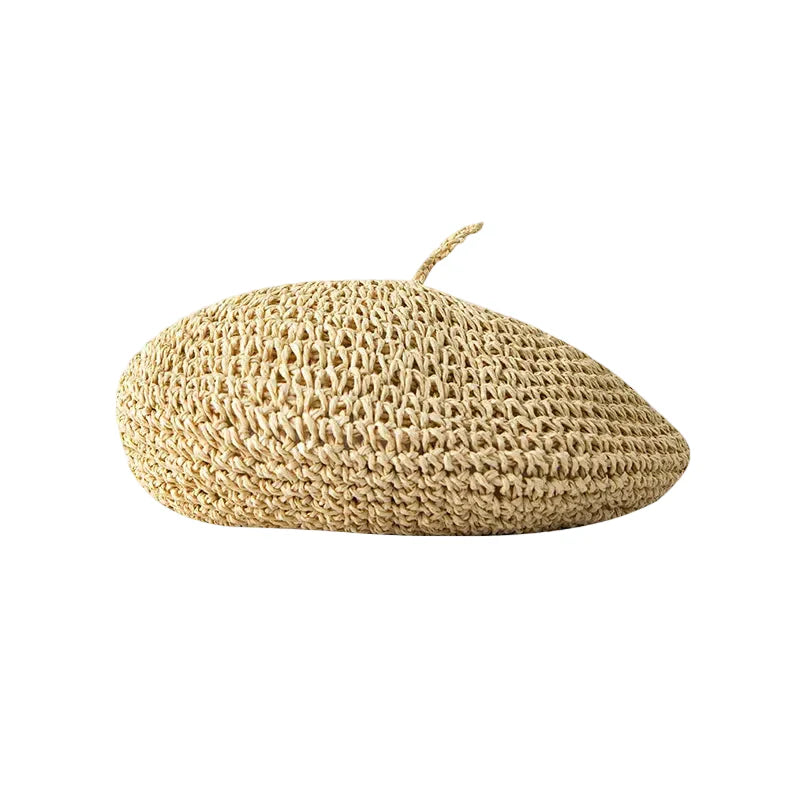 Aveiro Summer Handmade Straw Beret - Breathable Sun Ready Style For Warm Summer Days