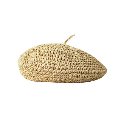 Aveiro Summer Handmade Straw Beret - Breathable Sun Ready Style For Warm Summer Days