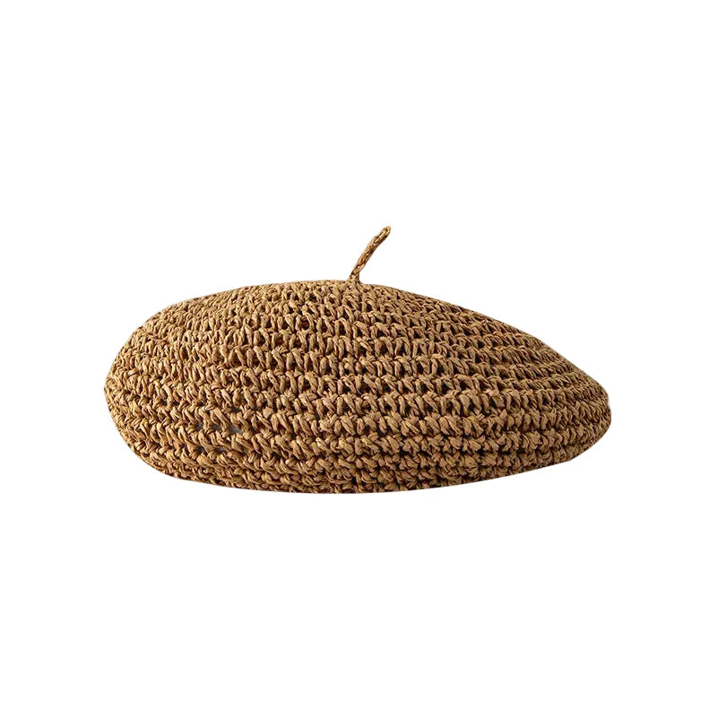 Aveiro Summer Handmade Straw Beret - Breathable Sun Ready Style For Warm Summer Days