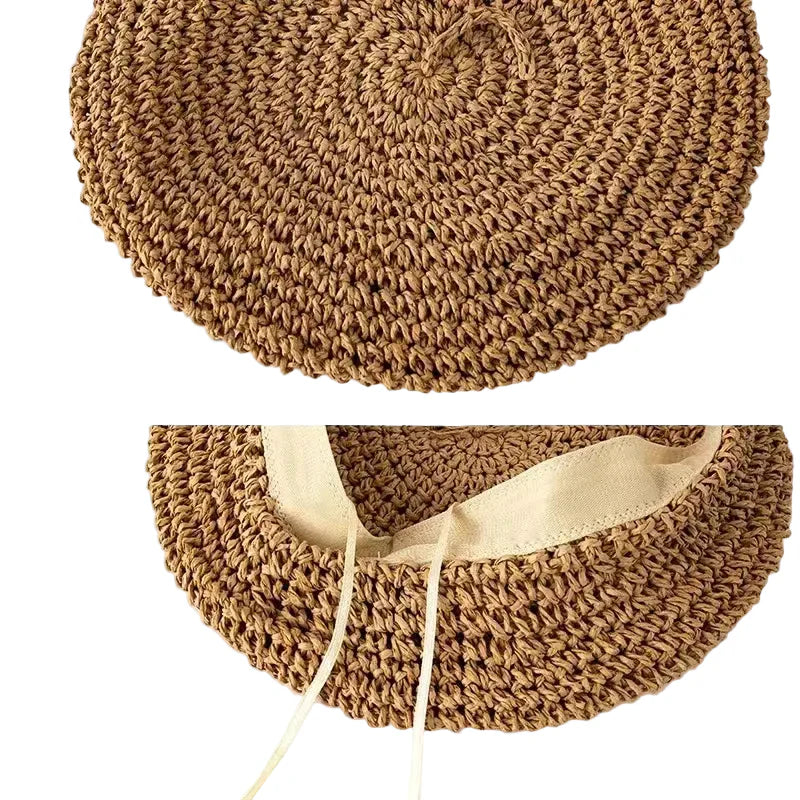 Aveiro Summer Handmade Straw Beret - Breathable Sun Ready Style For Warm Summer Days