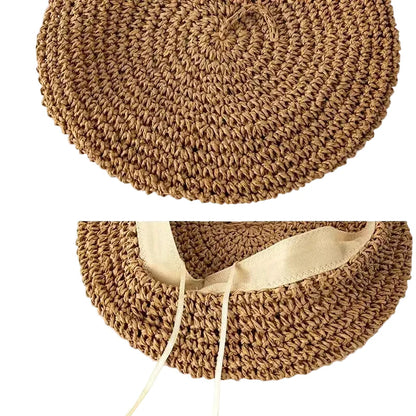Aveiro Summer Handmade Straw Beret - Breathable Sun Ready Style For Warm Summer Days