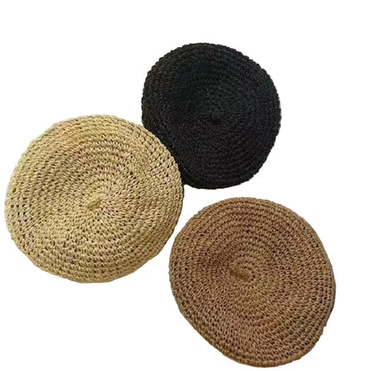 Aveiro Summer Handmade Straw Beret - Breathable Sun Ready Style For Warm Summer Days