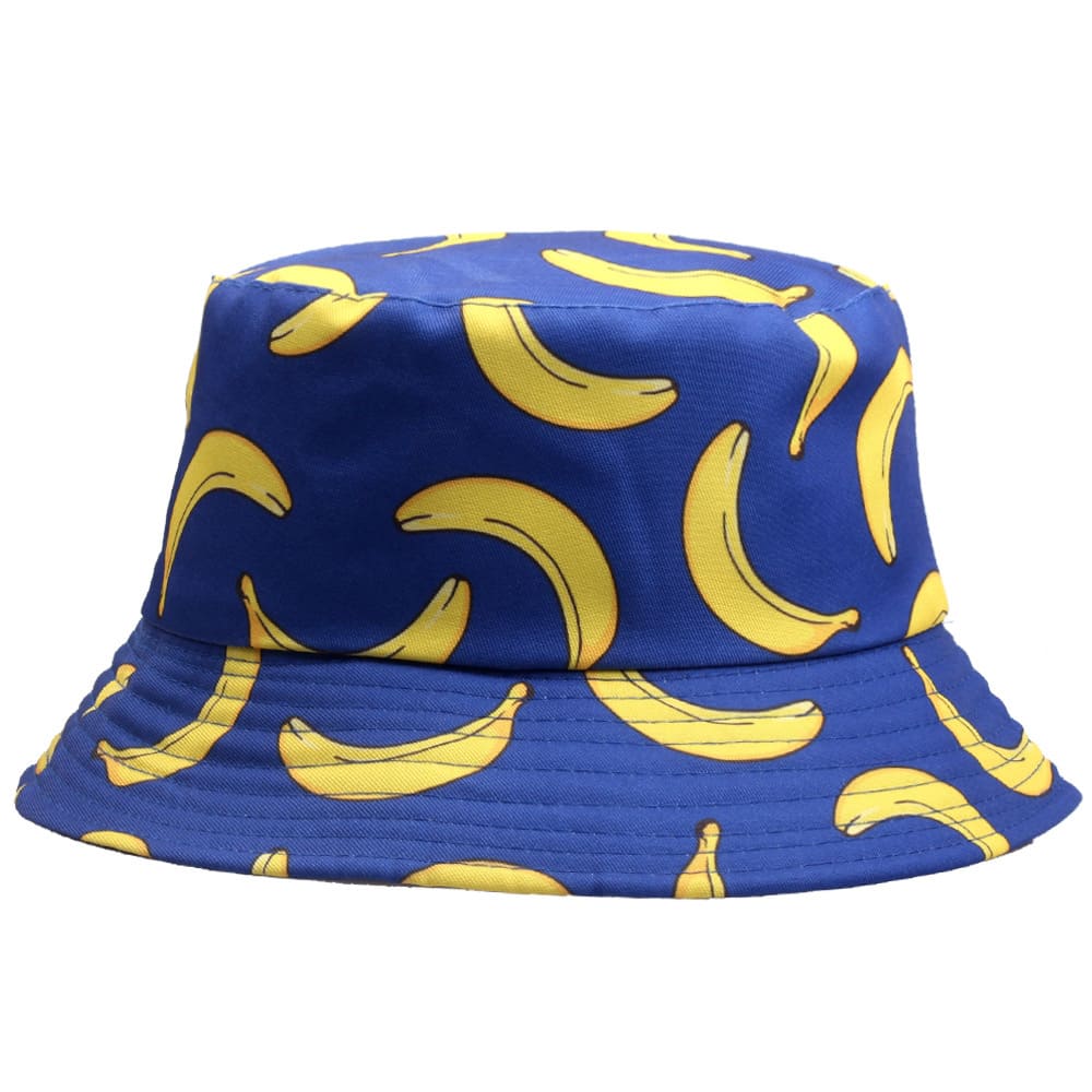 Banana Print Bucket Hat - Reversible Cotton Sun Hat With Banana Print For Casual Days