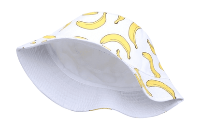 Banana Print Bucket Hat - Reversible Cotton Sun Hat With Banana Print For Casual Days