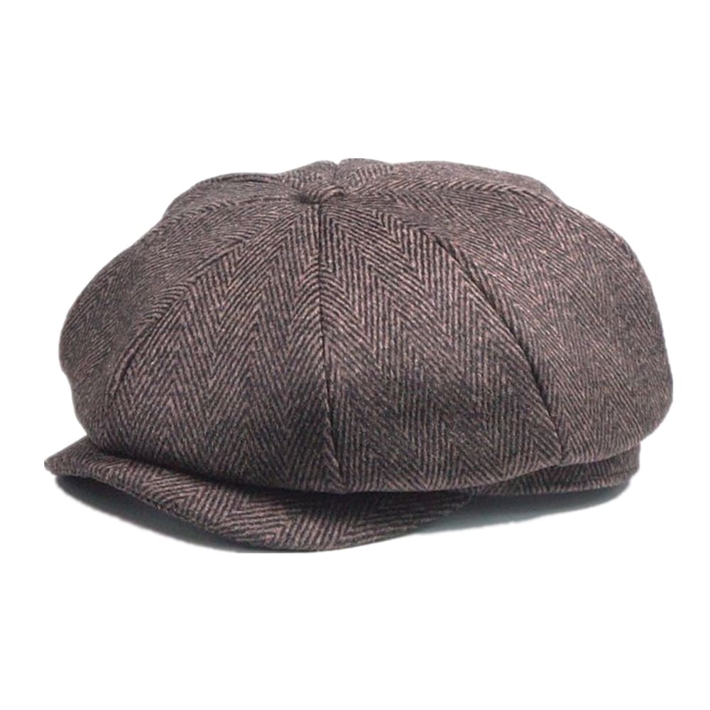 Baslow Wool Newsboy Cap - Classic Wool Blend Style With Plaid And Herringbone Textures