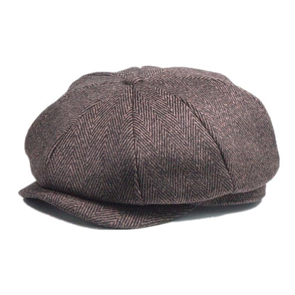 Baslow Wool Newsboy Cap - Classic Wool Blend Style With Plaid And Herringbone Textures