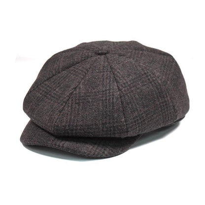 Baslow Wool Newsboy Cap - Classic Wool Blend Style With Plaid And Herringbone Textures