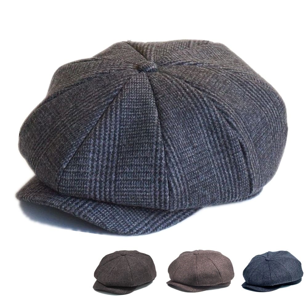 Baslow Wool Newsboy Cap - Classic Wool Blend Style With Plaid And Herringbone Textures