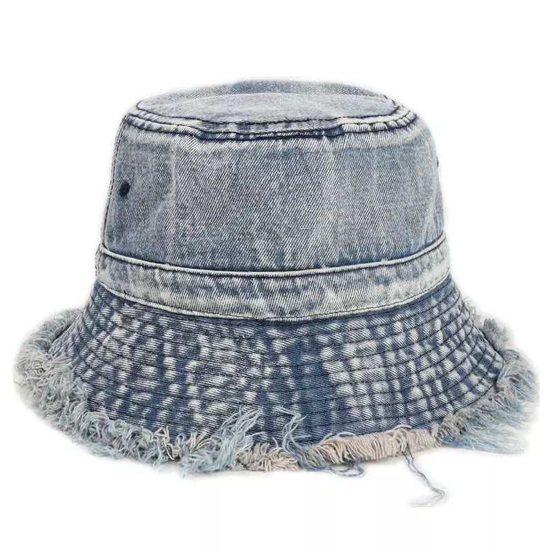 Basquiat Denim Bucket Hat - Casual Street Style Hat