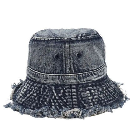 Basquiat Denim Bucket Hat - Casual Street Style Hat