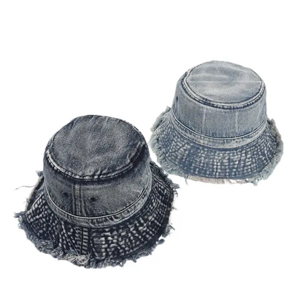 Basquiat Denim Bucket Hat - Casual Street Style Hat
