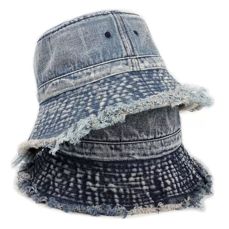 Basquiat Denim Bucket Hat - Casual Street Style Hat