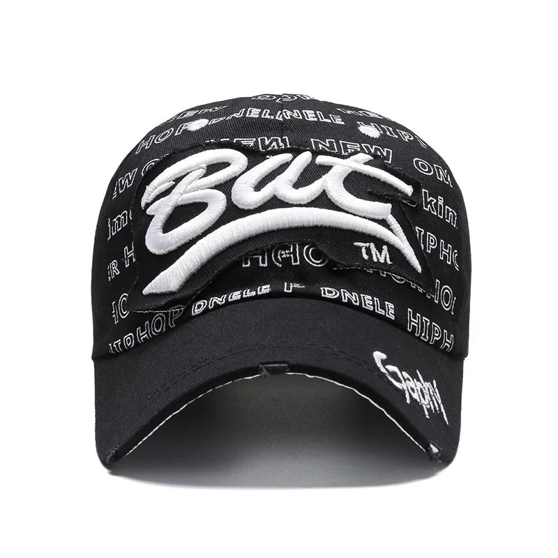 Bat Gaphy Cotton Baseball Cap - Classic Embroidered Cotton Cap For Casual Style Today