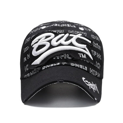 Bat Gaphy Cotton Baseball Cap - Classic Embroidered Cotton Cap For Casual Style Today